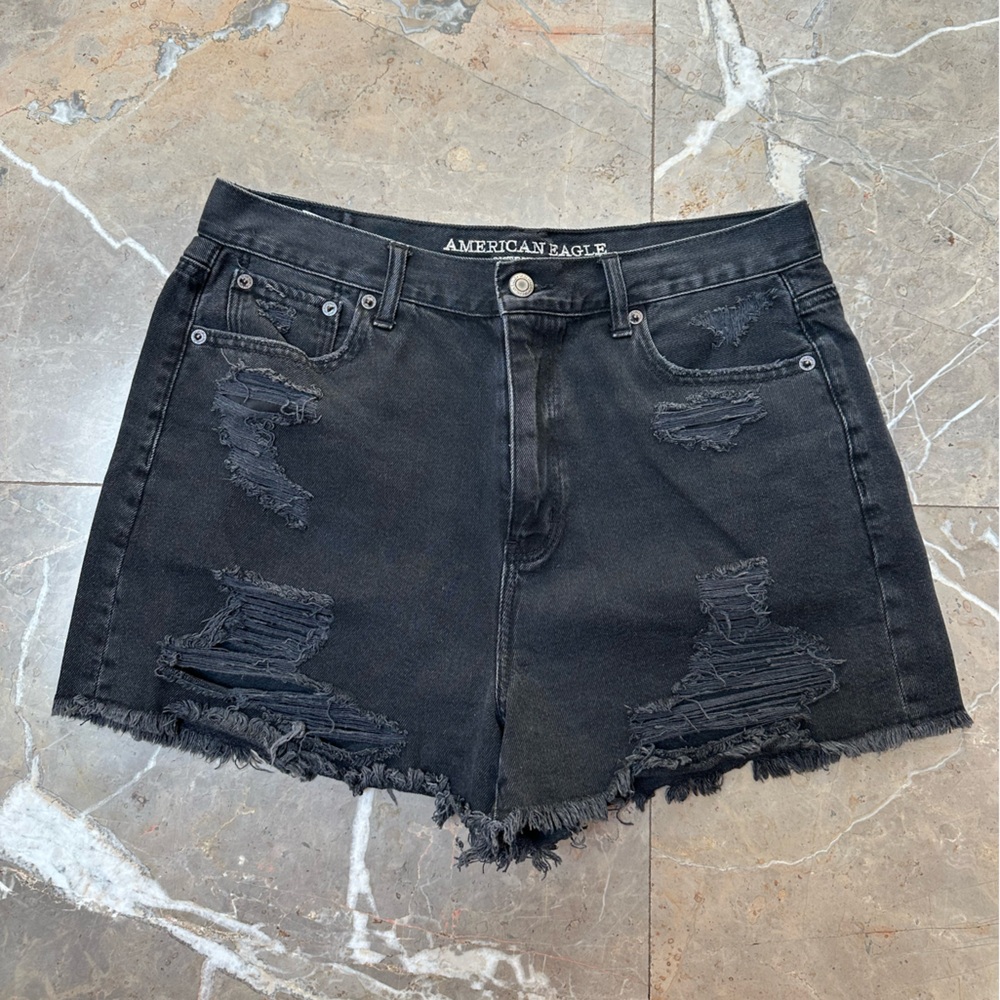 American Eagle Outfitters Black Distressed Women's Jean Shorts